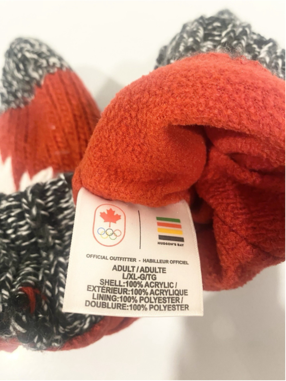 Hudson’s Bay Team Canada 2014 Sochi Olympic Mittens Adult L/XL HBC Preowned - Picture 8 of 8